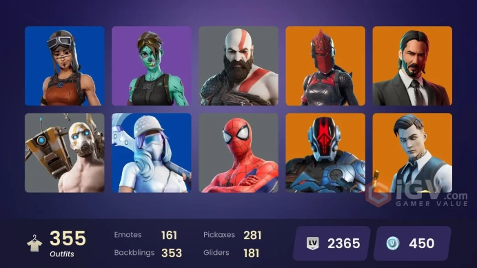 (PC PSN XBOX) 355 skins | MERRY MINT AXE / LEVIATHAN AXE / CANDY AXE / 181 PURCHASED SKINS / OG STW | Renegade Raider | Gold Kratos | Phantom Co