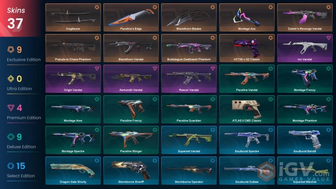 NA 37 skins | Kogitsune | Reaver Vandal | Bubblegum Deathwish Phantom | Montage Axe | Prelude to Chaos Phantom | Aemondir Vandal | V0522