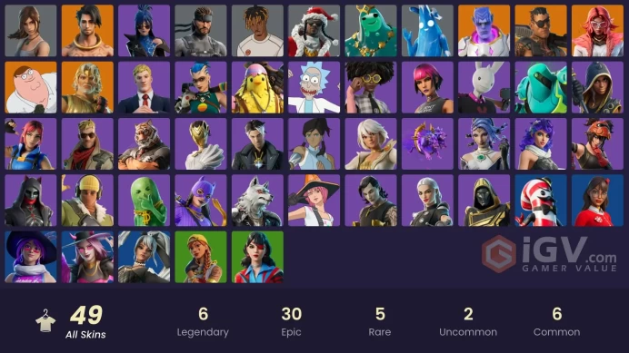 | PC | 49 SKINS | Joey | Raz | Zeus | Peter Griffin | Kymera | Valeria | Fletcher Kane | Explorer Emilie | Sunny | Tarana | 600 VBUCKS | Fkj8i |
