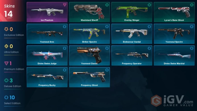 | EU | 14 SKINS | VALUE: 3925 VP | Ion Phantom | Lycan's Bane Ghost | RANKED READY | 26 LEVEL | INSTANT DELIVERY | FULL ACCESS | FkSlD |