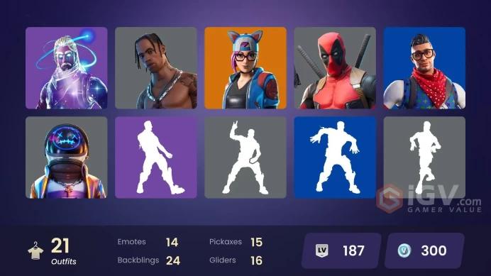 [PC/PSN/XBOX] 21 skins | Galaxy | Travis Scott | Astro Jack | Prodigy | Point Patroller | Carbon Commando | Gear Specialist Maya | 300 VB