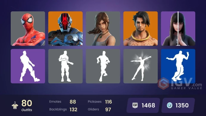 [PC/PSN/XBOX] [MAIL CHANGEABLE!] 80 skins | Lara Croft | Verve| It's A Vibe |Boogie Down | 1350 VB
