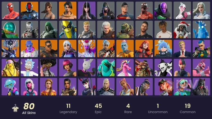 [PC/PSN/XBOX] [MAIL CHANGEABLE!] 80 skins | Lara Croft | Verve| It's A Vibe |Boogie Down | 1350 VB