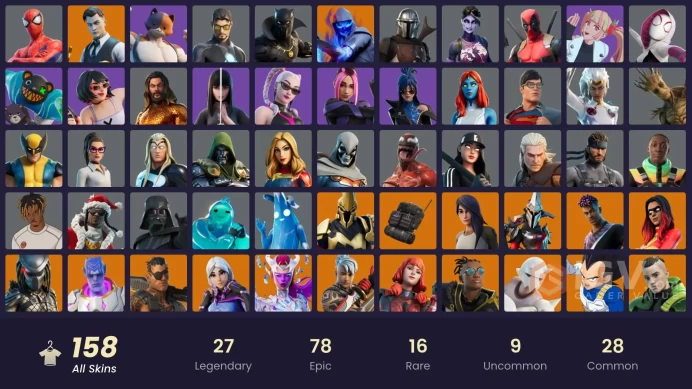 (PC PSN XBOX) 158 skins | Gold Brutus | Gold Midas | Twyn | Kymera | Torin | Ronin | Peter Griffin | Optimus Prime | Predator | Malik | Joltara 