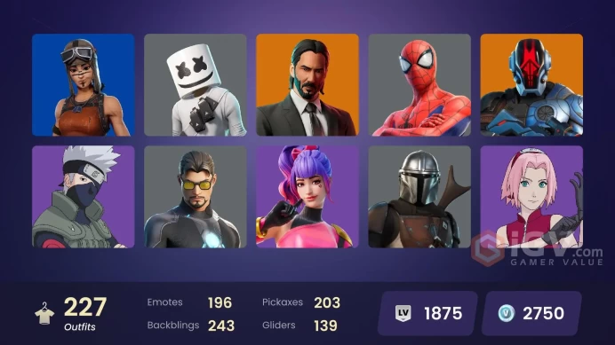 [Code A32] [PC] 227 skins | Renegade Raider | Master Chief | Cloud Striker | Sultura | Subzero Cryptic | Naruto Uzumaki | Lina Scorch | Fixer | 