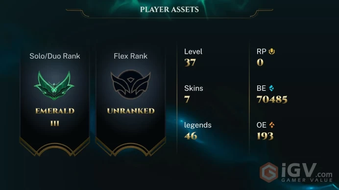 [EUW] S2026 - Emerald 3 -67LP- 71 Winrate - 35W - 14L - 70K Be - Honor 5 - Safe - Instant Delivery
