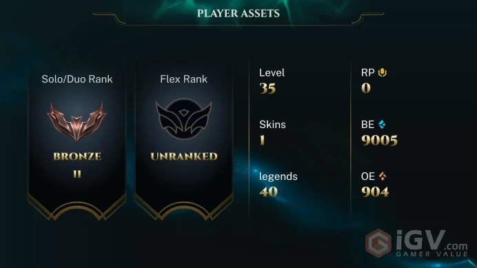 [EUW] Season 2026 - Bronze 2 - 1W - 0L - 9K Be - Placements - 8 Skin Shard - Safe - Instant Delivery