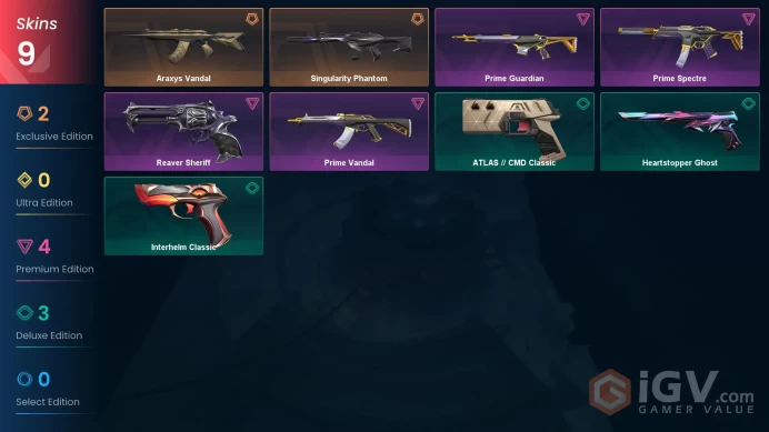 [EU\TURKEY] - SKINS 9 - Singularity Phantom - Araxys Vandal - Prime Vandal - FULL ACCESS - INSTANT DELIVERY