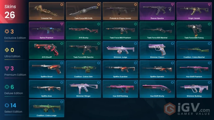 [NA] - SKINS 26 - KNIFE 2 - Prelude to Chaos Vandal - Task Force 809 Knife - Celestial Fan - FULL ACCESS - INSTANT DELIVERY