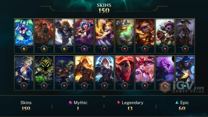 Europe West Spirit Guard Udyr - Pulsefire Ezreal - DJ Sona - Lv 171 | 167 Champs | 150 Skins FULL ACCESS A722