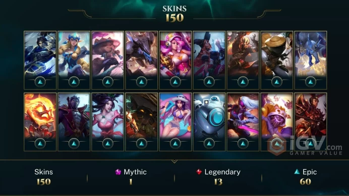 Europe West Spirit Guard Udyr - Pulsefire Ezreal - DJ Sona - Lv 171 | 167 Champs | 150 Skins FULL ACCESS A722