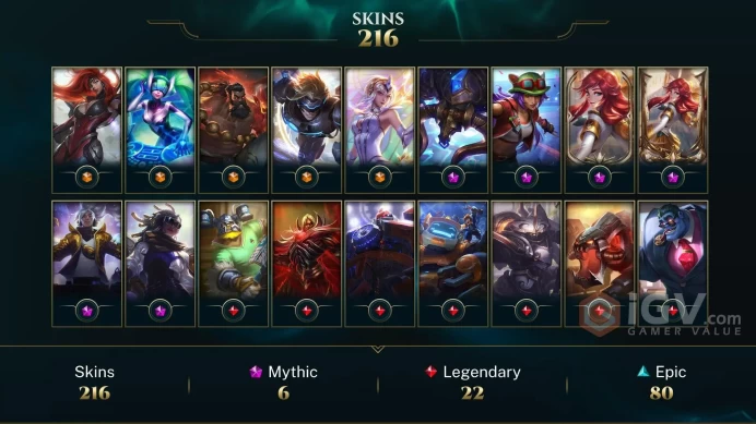 Russia Spirit Guard Udyr - Pulsefire Ezreal - Gun Goddess Miss Fortune - Lv 74 | 110 Champs | 216 Skins FULL ACCESS A735