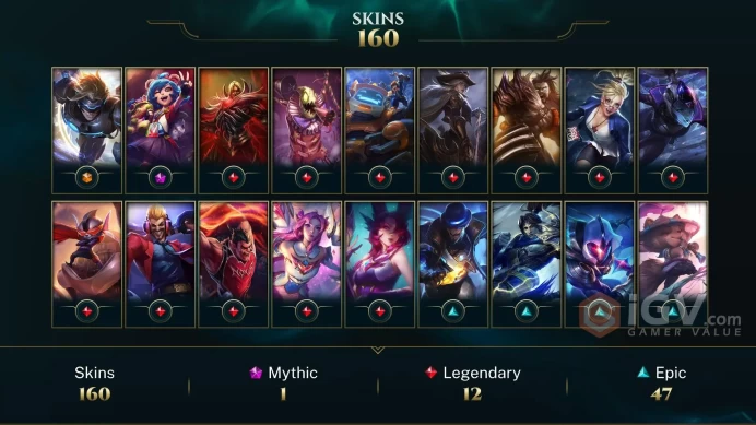 Middle East Victorious Aatrox - Pulsefire Ezreal - Annie-Versary - Lv 410 | 172 Champs | 160 Skins FULL ACCESS A743