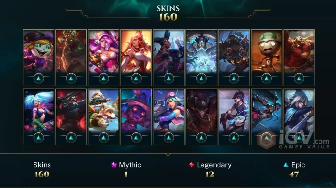 Middle East Victorious Aatrox - Pulsefire Ezreal - Annie-Versary - Lv 410 | 172 Champs | 160 Skins FULL ACCESS A743