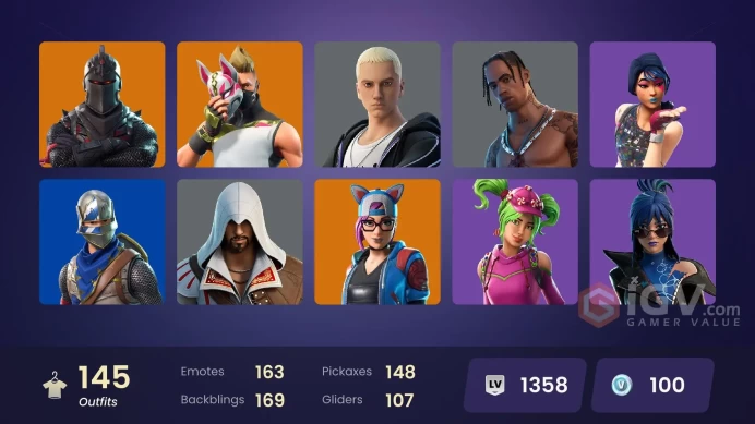 145 skins / Black Knight + Travis Scott + Access to mail
