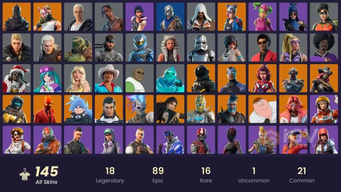 145 skins / Black Knight + Travis Scott + Access to mail