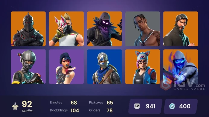 92 skins / Black Knight + Travis Scott + Access to mail