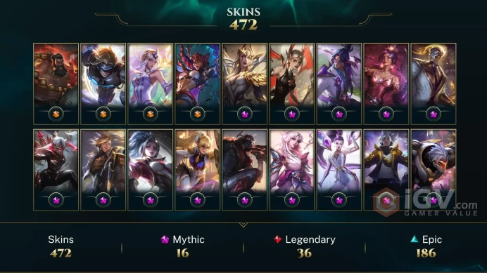 EUW / SILVER 2 - 172 Champ - 472 Perfect Skins(4 Ultimate, 16 Mythic, 36 Legendary, 189 Epic) - 109K BE - FULL ACCES - LIFETIME WARRANTY - CHEAP