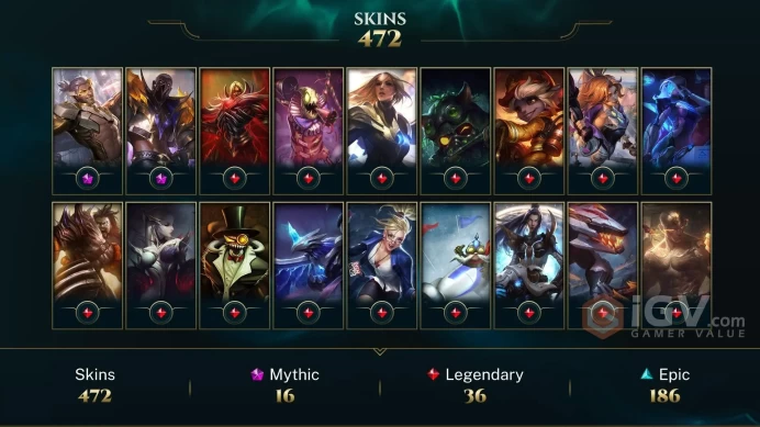 EUW / SILVER 2 - 172 Champ - 472 Perfect Skins(4 Ultimate, 16 Mythic, 36 Legendary, 189 Epic) - 109K BE - FULL ACCES - LIFETIME WARRANTY - CHEAP