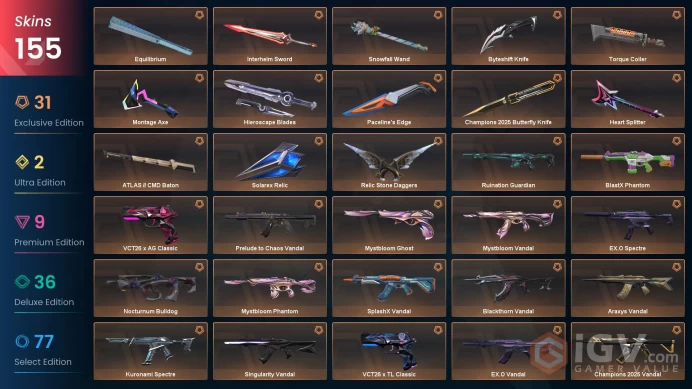 [EU] Valorant 155 Skins Full Access