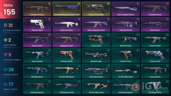 [EU] Valorant 155 Skins Full Access