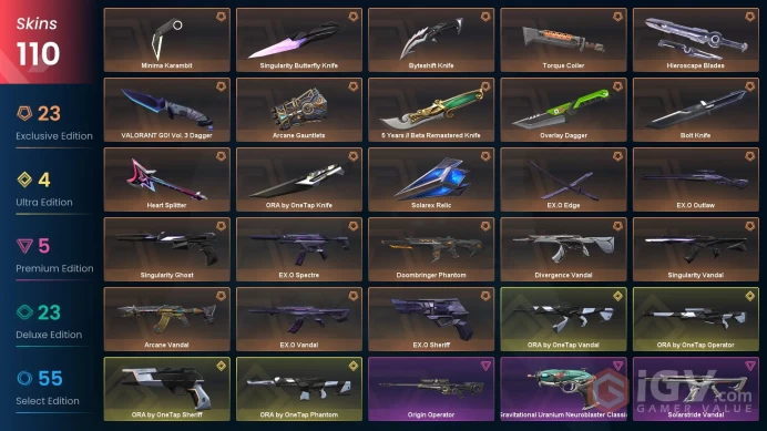 [LATAM] Valorant 110 Skins Full Access