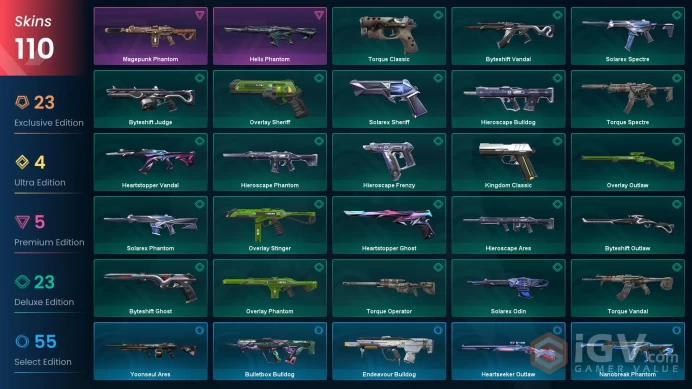 [LATAM] Valorant 110 Skins Full Access