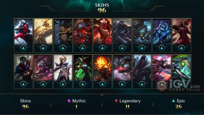 EUW / UNRANKED - 150 Champ - 96 Perfect Skins(1 Mythic, 11 Legendary, 26 Epic) - 11.9K BE - FULL ACCES - LIFETIME WARRANTY - CHEAP