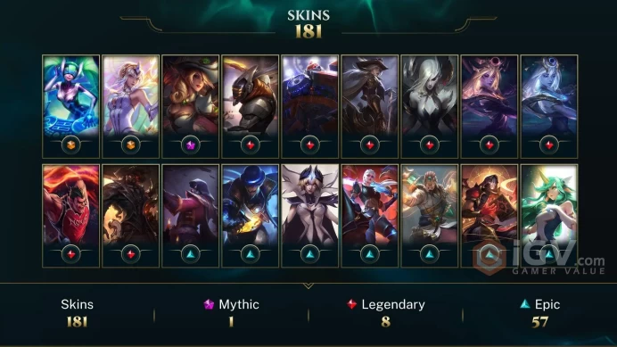 Europe West Judgment Kayle - Victorious Sivir - Victorious Graves - Lv 116 | 150 Champs | 181 Skins FULL ACCESS A799