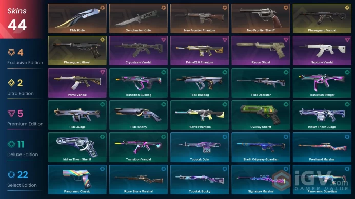EU Level 181 44 Skins 28 Agents Prime//2.0 Phantom Phaseguard Vandal Neo Frontier Phantom Cryostasis Vandal Phaseguar...