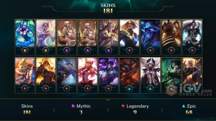 Latin America North Elementalist Lux - DJ Sona - Prestige K/DA Evelynn (2022) - Lv 260 | 154 Champs | 181 Skins FULL ACCESS A807