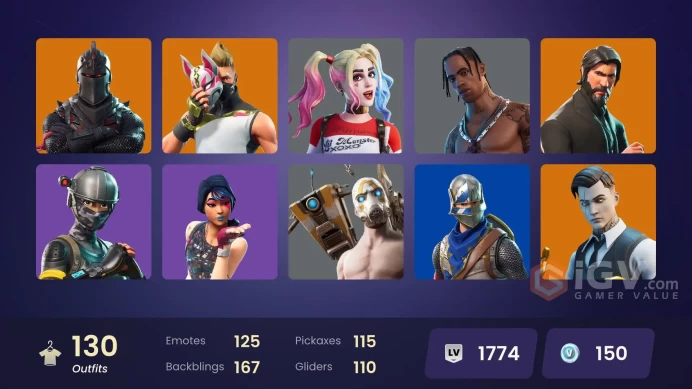 130 skins / Black Knight + Travis Scott + ACCESS TO MAIL