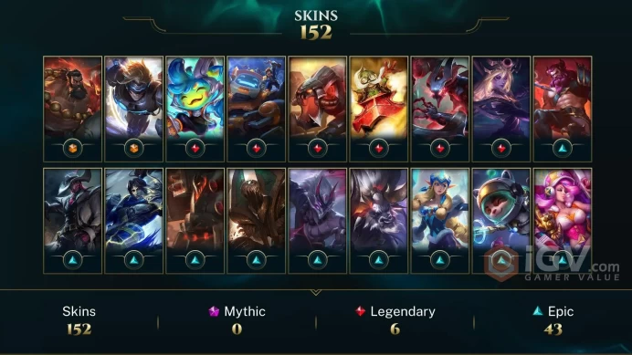 Europe West Judgment Kayle - Victorious Elise - Victorious Sivir - Lv 76 | 170 Champs | 152 Skins FULL ACCESS A839
