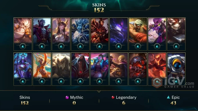Europe West Judgment Kayle - Victorious Elise - Victorious Sivir - Lv 76 | 170 Champs | 152 Skins FULL ACCESS A839