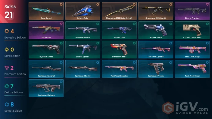 EU [ 21 TOP SKINS + 3 KNIFE ] Champions 2025 Vandal + Champions 2025 Butterfly Knife + Reaver Phantom / full acces