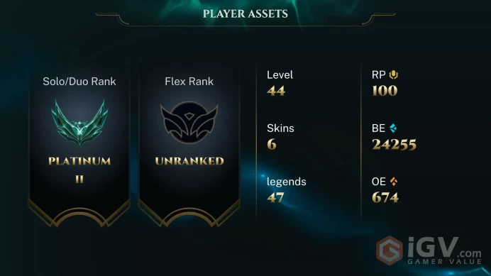 [EUW] S16! - SPLIT 2! Platinum 2 75 LP - 24.2 K Be - Ranked Ready - Insta Delivery
