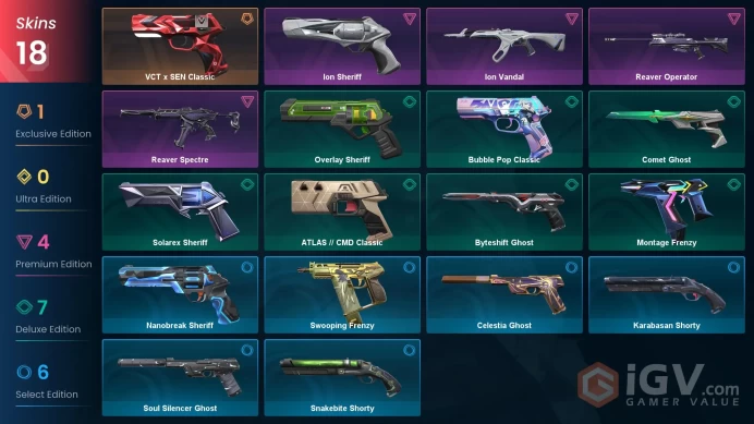AP 18 skins | Ion Vandal | Reaver Operator | Reaver Spectre | Ion Sheriff | ATLAS // CMD Classic | Solarex Sheriff | Overlay Sheriff | V0463