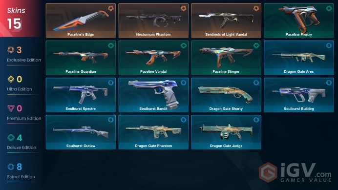 EU 3 skins | Nocturnum Phantom | Sentinels of Light Vandal | Soulburst Bandit | V0524