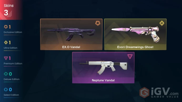 EU 3 skins | EX.O Vandal | Evori Dreamwings Ghost | Neptune Vandal | V0528