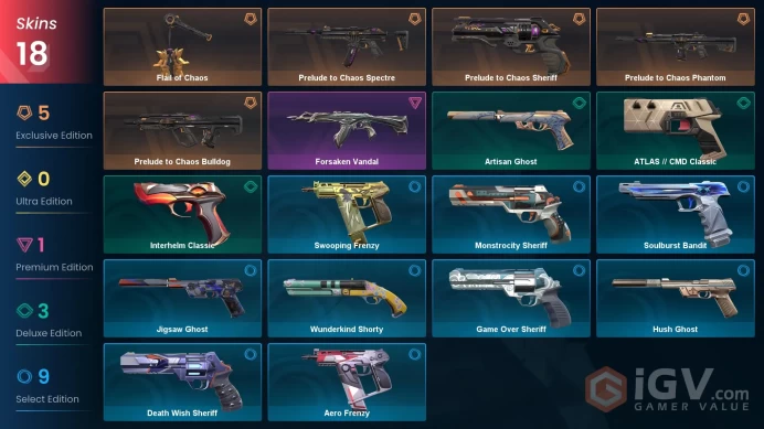 EU | 18 Skins | Full Acces | Chaos 2.0 Bundle | Chaos Phantom | Chaos Sheriff | Chaos Bulldog | Chaos Spectre | Flail of Chaos | Forsaken Vandal