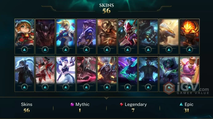 [TR] | 57 Skin | 117 Champ | Unranked | 15 RP | Email Access | 2025 Ready | 844 BE | Honor 3 | Level 157