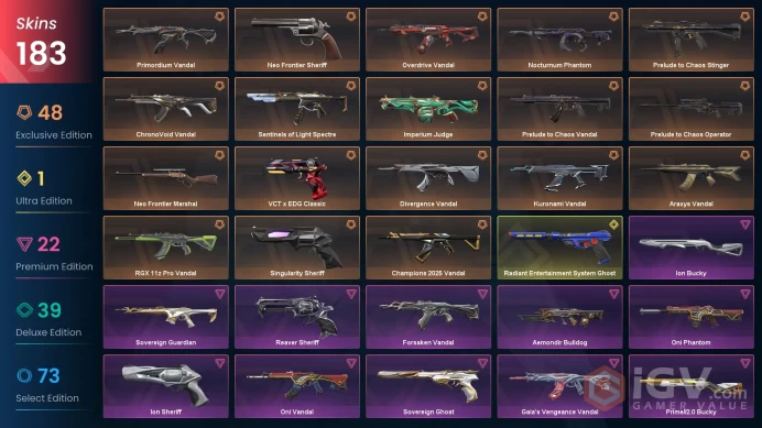 NA/USA 186855 VP Spent VCT 2025 Karambit Champions 2025 Bundle Phaseguard Splitter Divergence Vandal Primordium Vandal Nocturnum Phantom Valiant