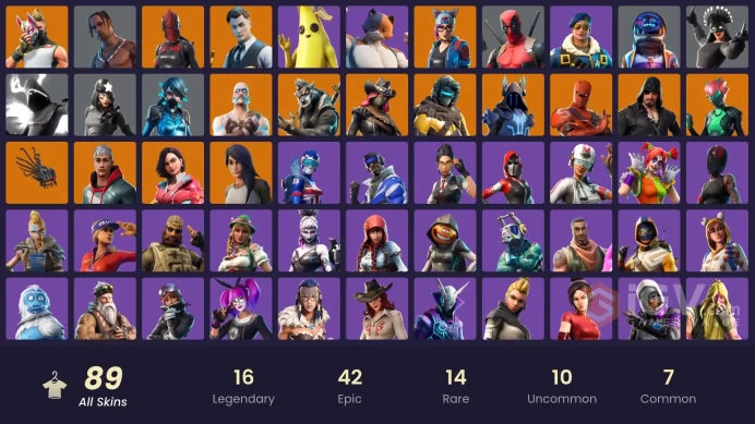 LIFETIME | 89 skins | Travis Scott | Astro Jack | Gold Midas | Trilogy | Blue Striker | Royale Bomber | Hybrid | Calamity | Sentinel | Rox 300VB