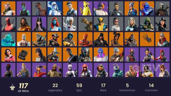 [PC/PSN/XBOX/Nintendo]   117 skins F/A :  Travis Scott | Gold Midas | Gold Brutus | Point Patroller | Cloud Striker | Fixer | Trilogy | Tart Tyc