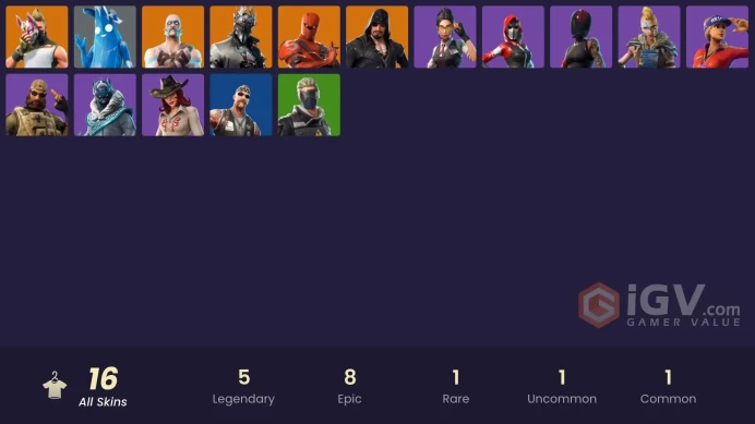 | PC/PSN/XBOX | 16 SKINS | Spider Knight | Drift | Blackheart | Hybrid | Ragnarok | The Ace | Sledgehammer | Rook | 1200 VBUCKS | Fm50L |