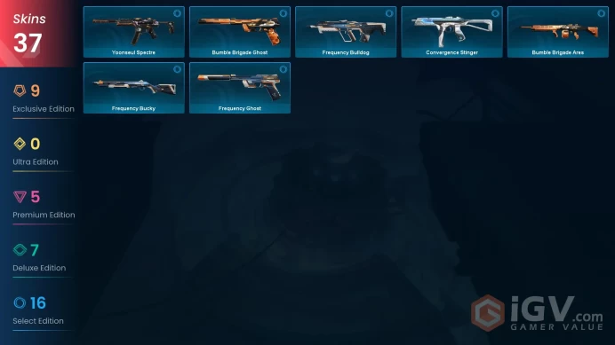 NA/USA 34165 VP Spent Champions 2024 Phantom VCT x EDG Classic Nocturnum Phantom Ion Vandal Neptune Guardian Spectrum Phantom Reaver Karambit Ch
