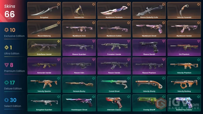 66 Skin // EU-TR // Elderflame + Mystbloom + Aemondir + Reaver + Forsaken + Recon + Oni + 6 Knife // FULL Access // Diamond 1