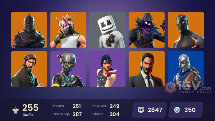 FA / 252 SKINS / BLACK KNIGHT / SPARKLE SPECIALIST / THE REAPER / BLUE SQUIRE / ROYALE KNIGHT / ELITE AGENT / BLUE TEAM LEADER / OG STW