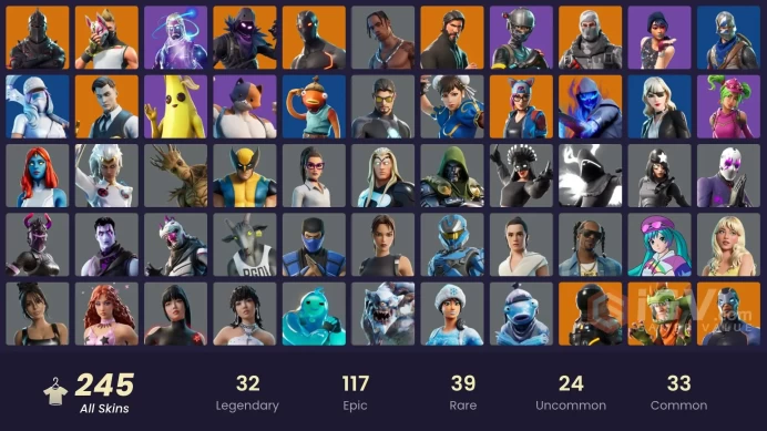 FA / 241 SKINS / BLACK KNIGHT / GALAXY / TRAVIS SCOTT / SPARKLE SPECIALIST / THE REAPER / BLUE SQUIRE / ROYALE KNIGHT / ELITE AGENT