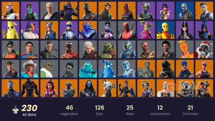 FA / 216 SKINS / SPARKLE SPECIALIST / MINTY / THE REAPER / NEO VERSA / BLUE SQUIRE / ROYALE KNIGHT / GOLD MIDAS / GOLD BRUTUS / OG STW